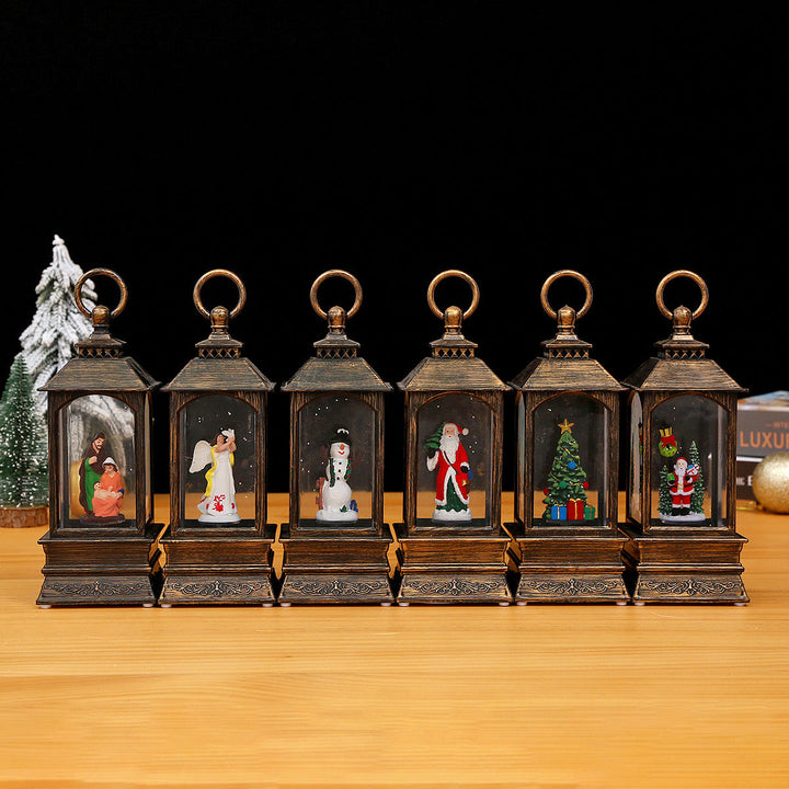 Nostalgic Christmas lantern with moving scene