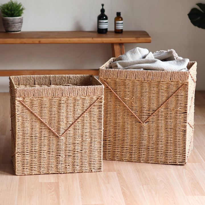 Storage basket made of braided rattan