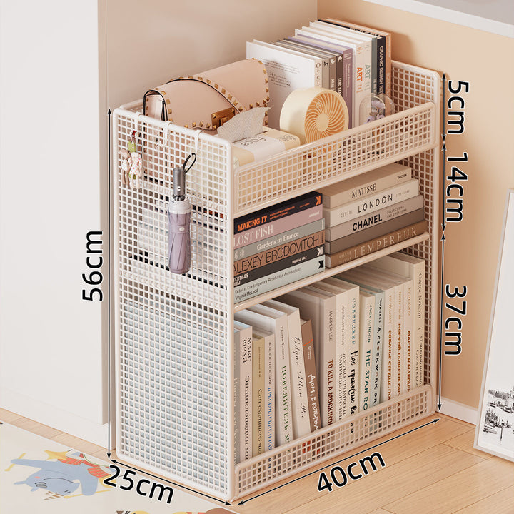 Wire mesh bookcase organizer