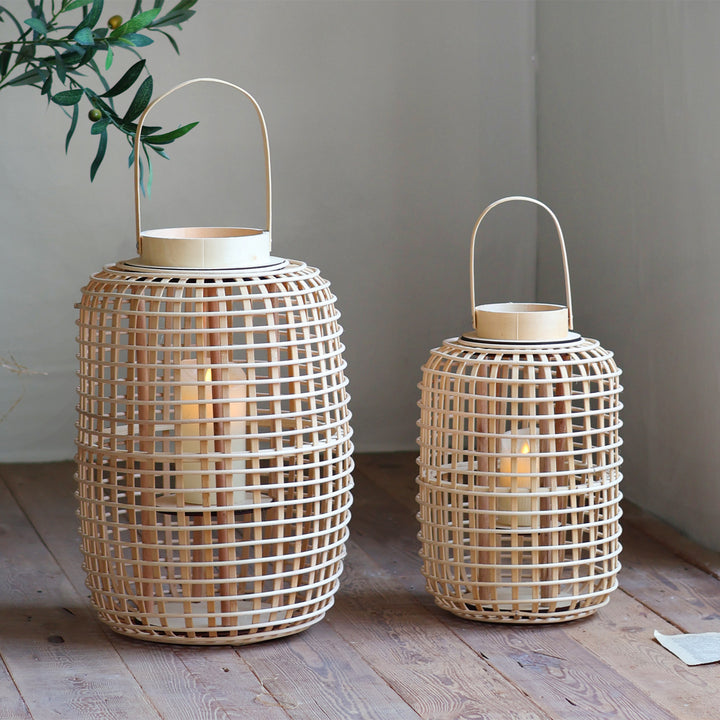 Rustic lantern made of woven material