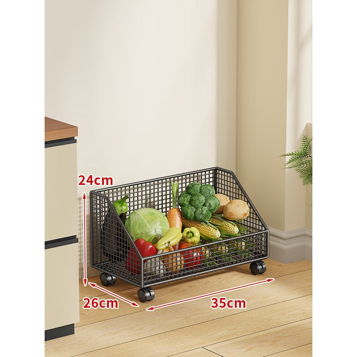 Two-Tier Mesh Rolling Kitchen Produce Storage Cart