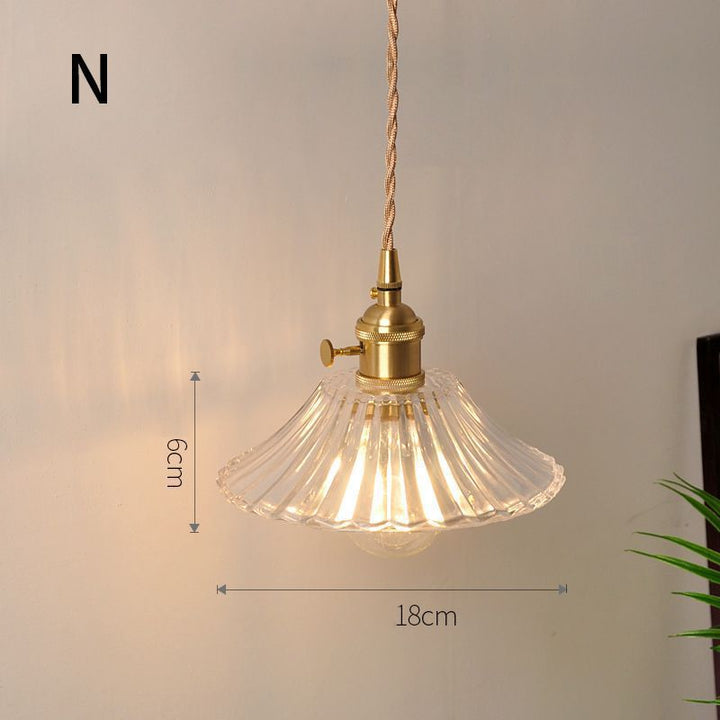 Fluted Glass Pendant Lamp with Vintage Brass Socket