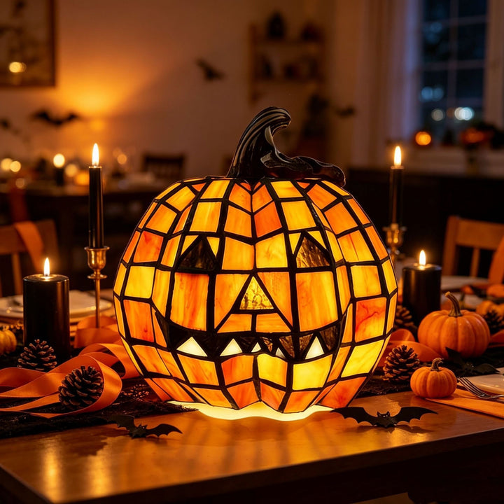 Stained Glass Pumpkin Table Lamp