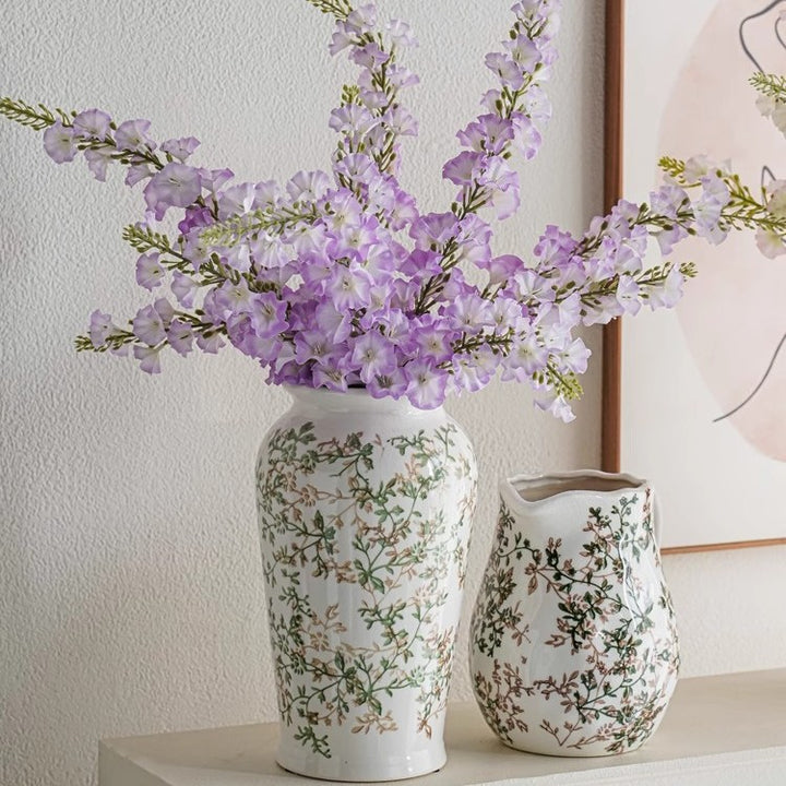 Handcrafted ceramic vase with floral motifs