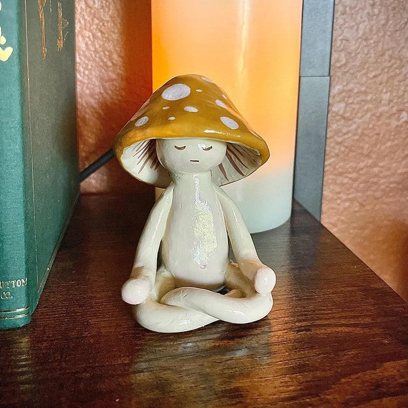 Decorative figure of a meditating mushroom