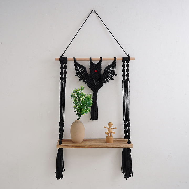 Macramé Wall Hanging Shelf with Bohemian Design