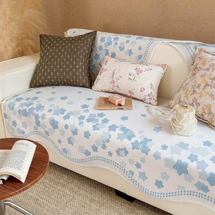 Elegant Floral Print Sofa Throw Cover