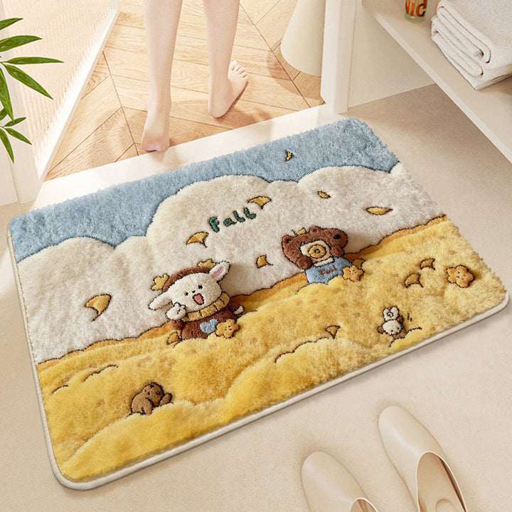 Cute Corgi-Themed Plush Bath Mat