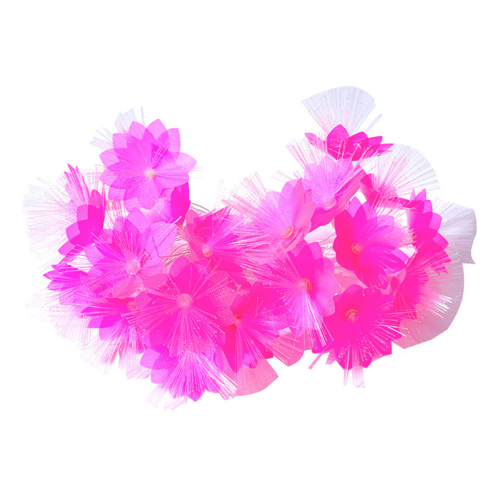 Decorative flower-shaped LED garland with fiber optic glitter for table and shelf