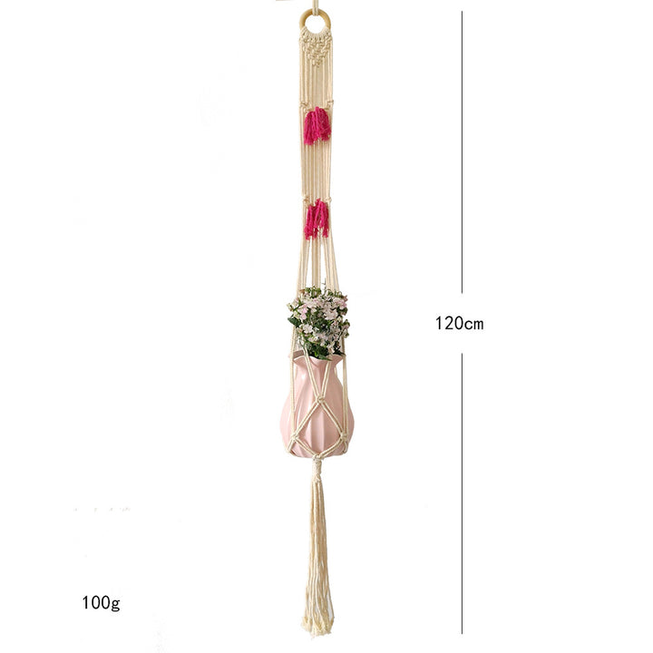 Macrame plant hanger with decorative tassels