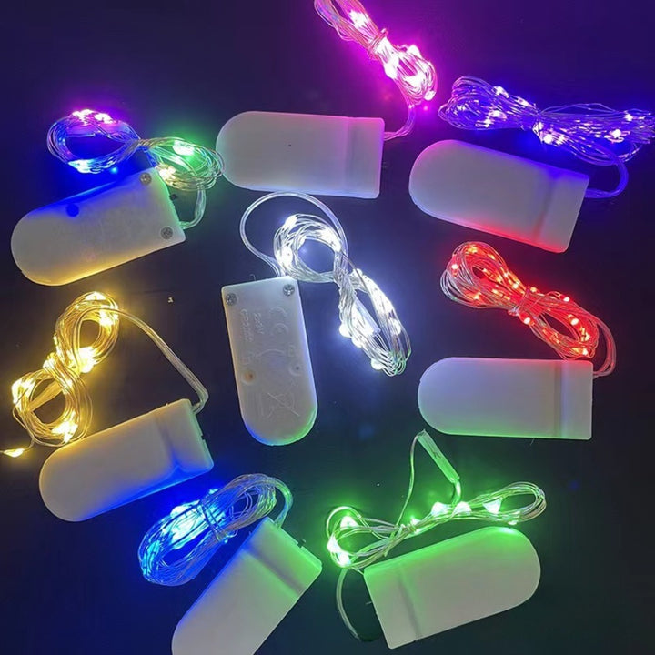 Battery-operated LED copper wire fairy lights set with plug battery pack