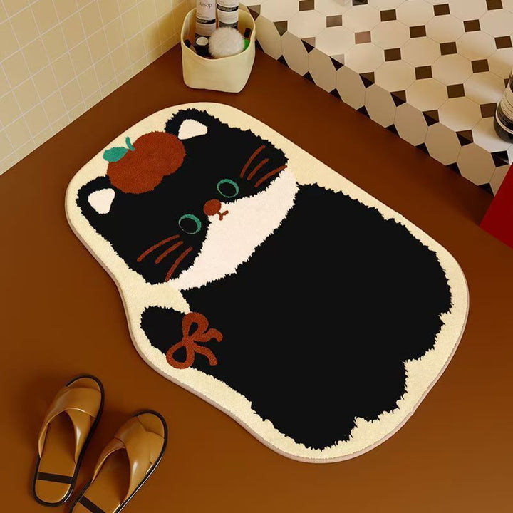 Cartoon Cat-Themed Bath Mat