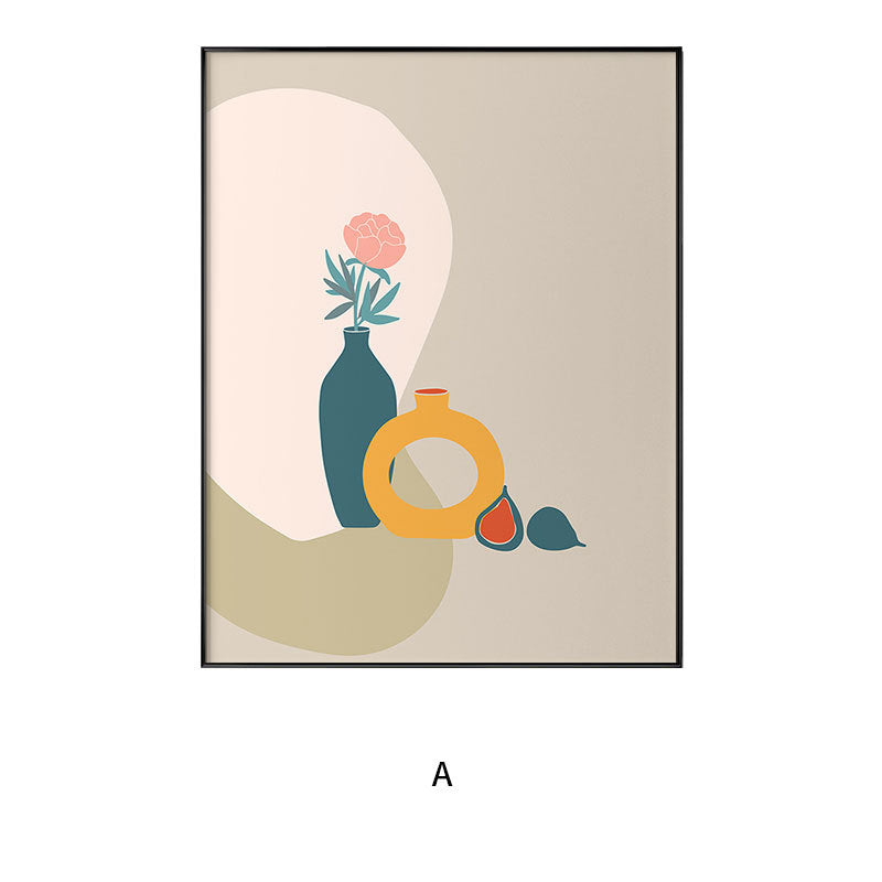 Decorative Framed Art Print with Abstract Floral Design