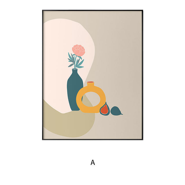 Decorative Framed Art Print with Abstract Floral Design
