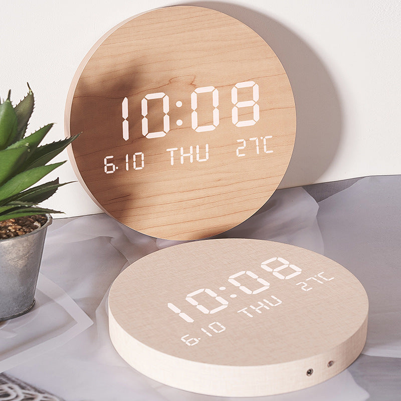 Round Digital Wall Clock with Multifunctional Display