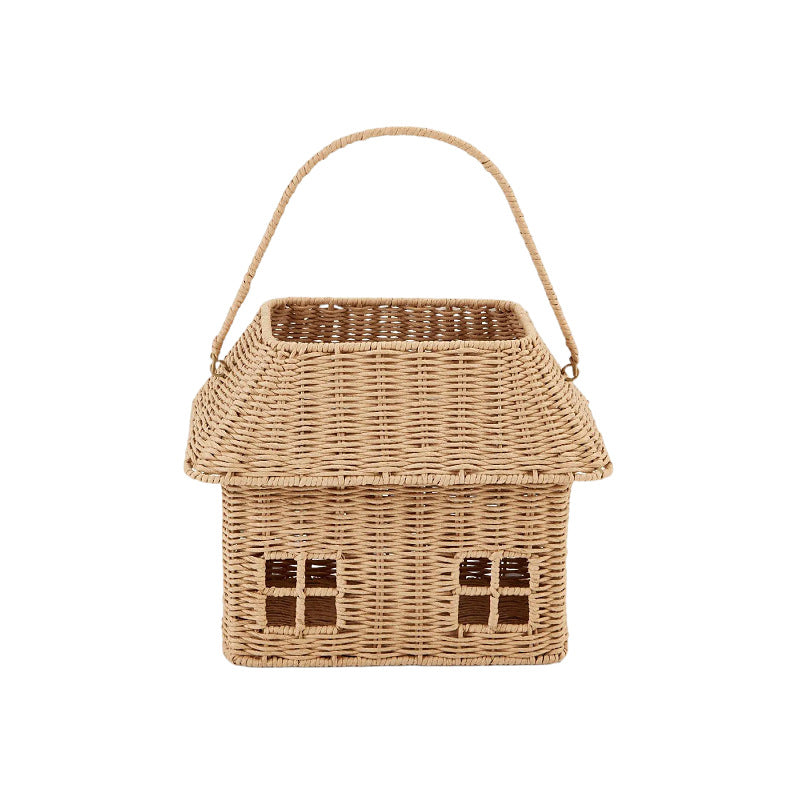 Playful storage basket in the shape of a house