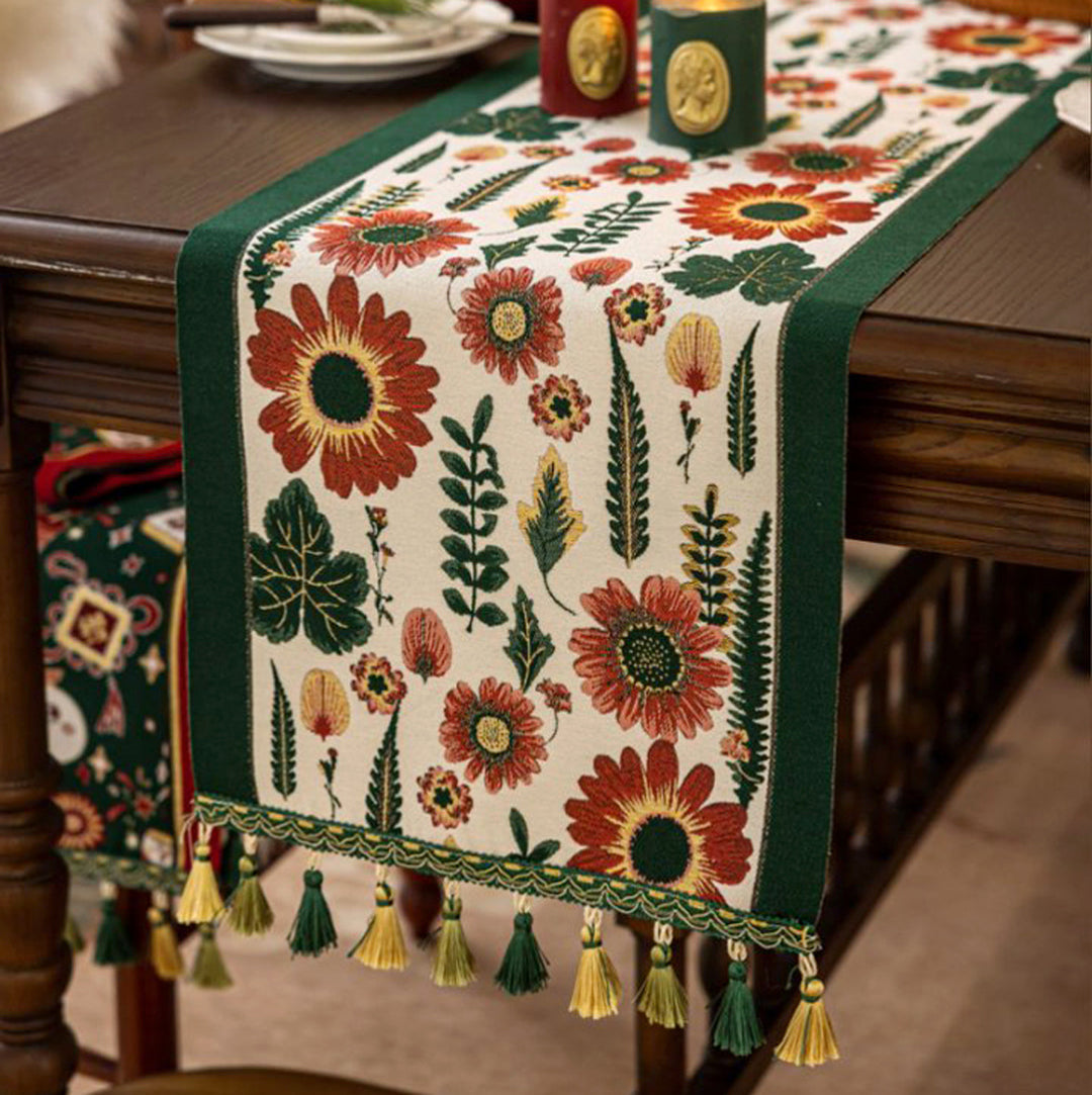Floral Embroidered Table Runner