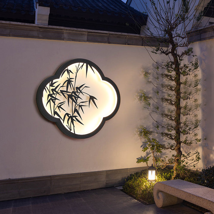 Decorative cloud-shaped LED wall lamp with bamboo silhouette