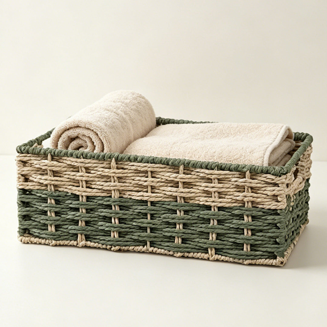 Handcrafted storage basket made of natural material