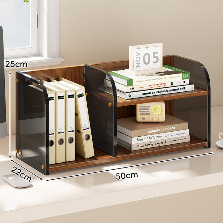 Curved-Acrylic Panel Dual-Compartment Desktop Book and Document Organizer