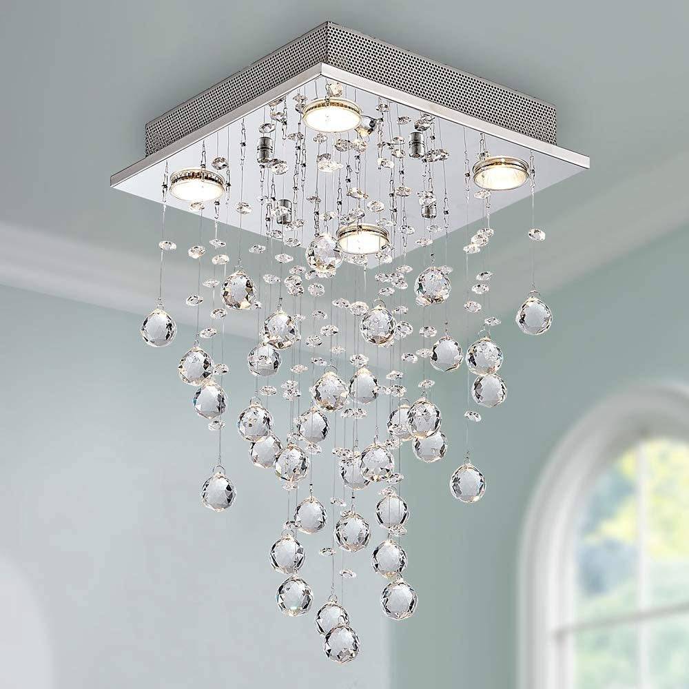 Crystal cascading ceiling light