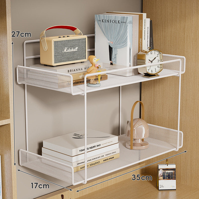 Under-Shelf Hanging Mesh Organizer with Slide-Out Tray and Raised Guardrail