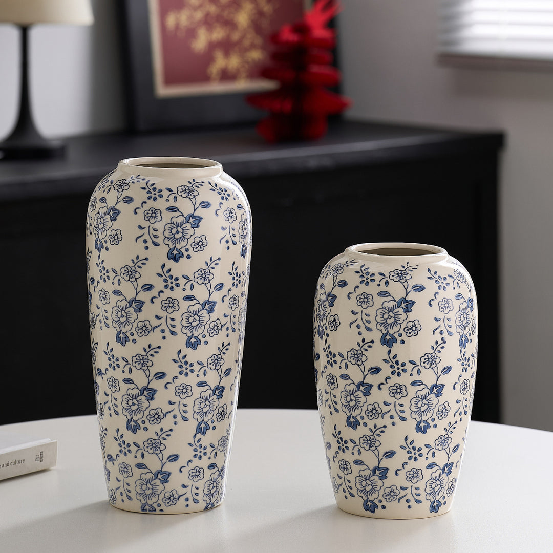 Decorative ceramic vase with floral pattern