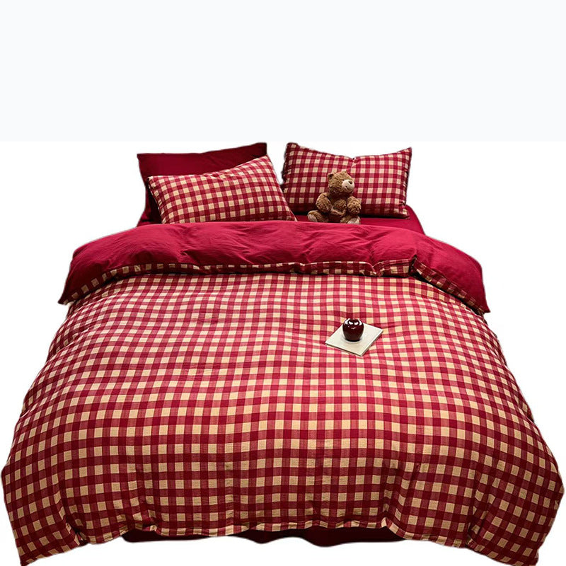 Soft Cotton Checkered Duvet Cover Set