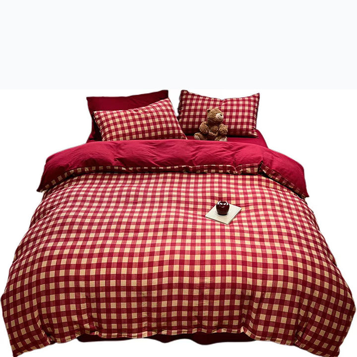 Soft Cotton Checkered Duvet Cover Set
