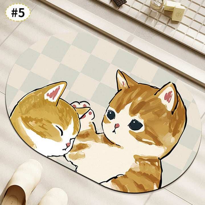 Cute Cat-Themed Plush Bath Mat