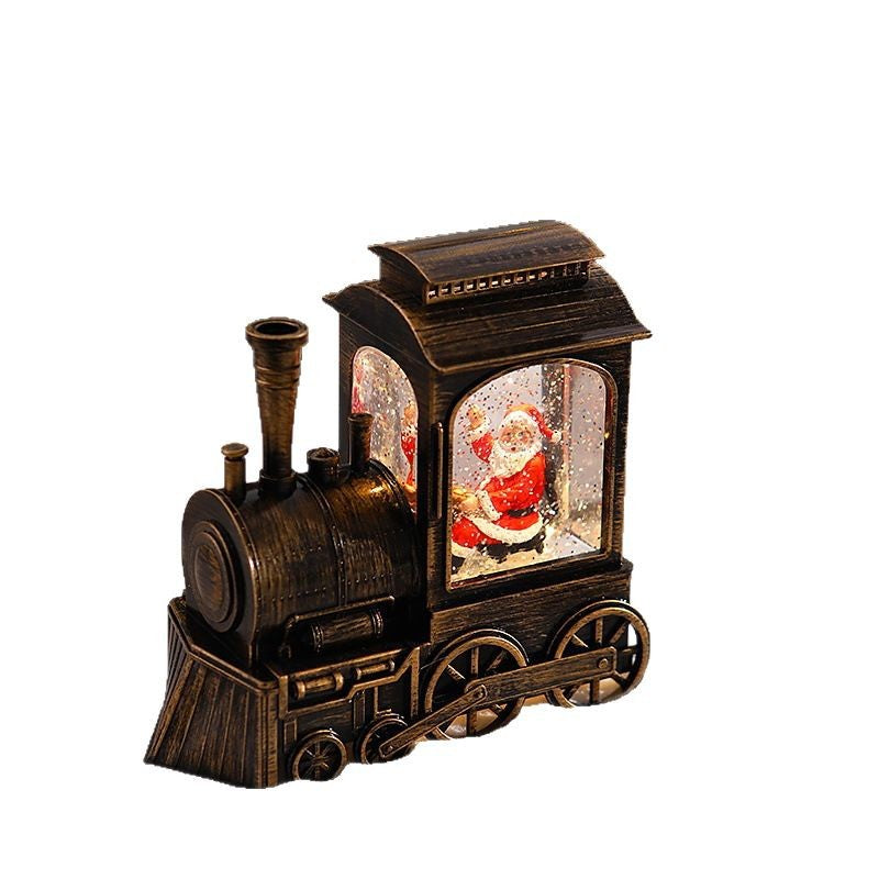 Nostalgic Christmas Train Lantern with Moving Santa