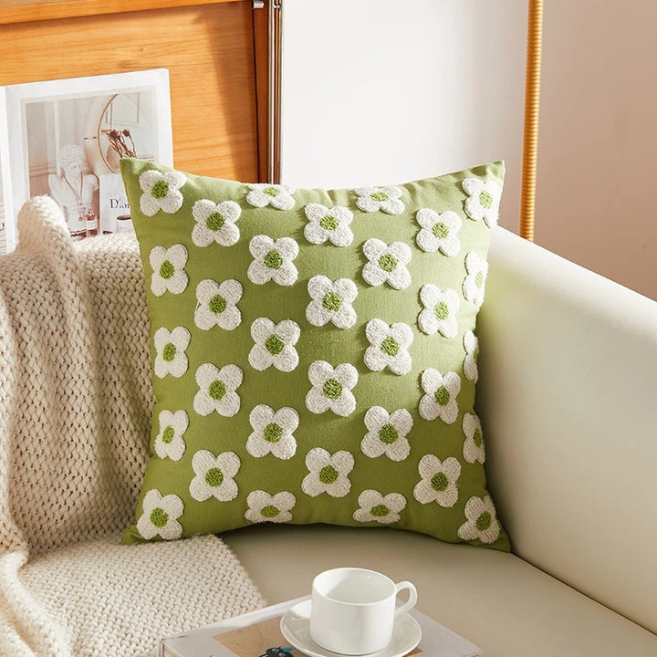Embroidered Floral Decorative Throw Pillow