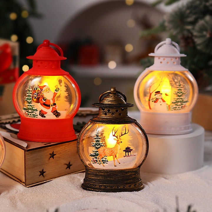 Decorative Christmas lantern with festive Santa motif