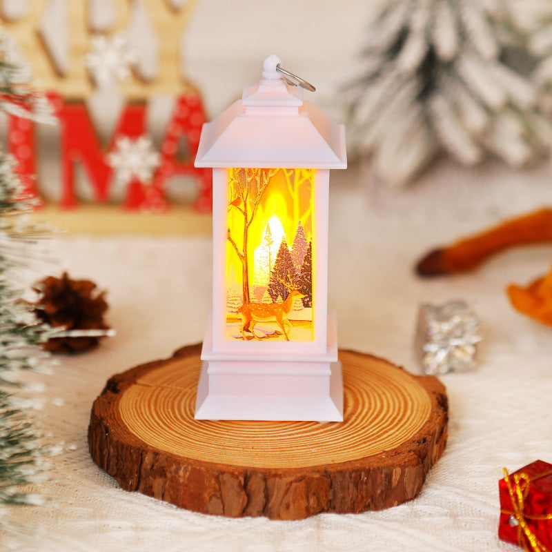 Nostalgic LED Christmas lantern with movable Santa motif