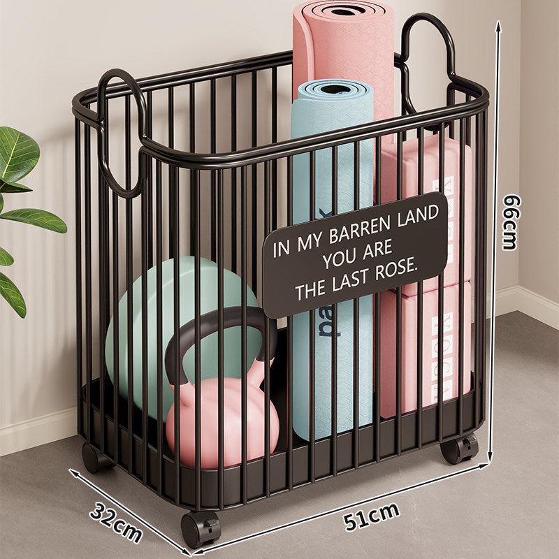 Rolling Vertical Fitness Storage Cart with Handle Hooks and Locking Casters