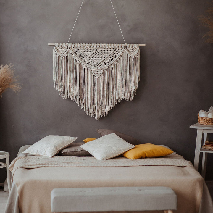 Macrame Wall Tapestry with Artistic Fringes