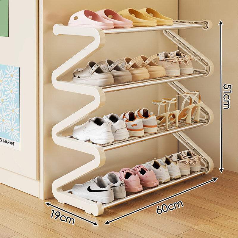 Compact Z-Shaped Multi-Tier Space-Saving Shoe Rack Organizer