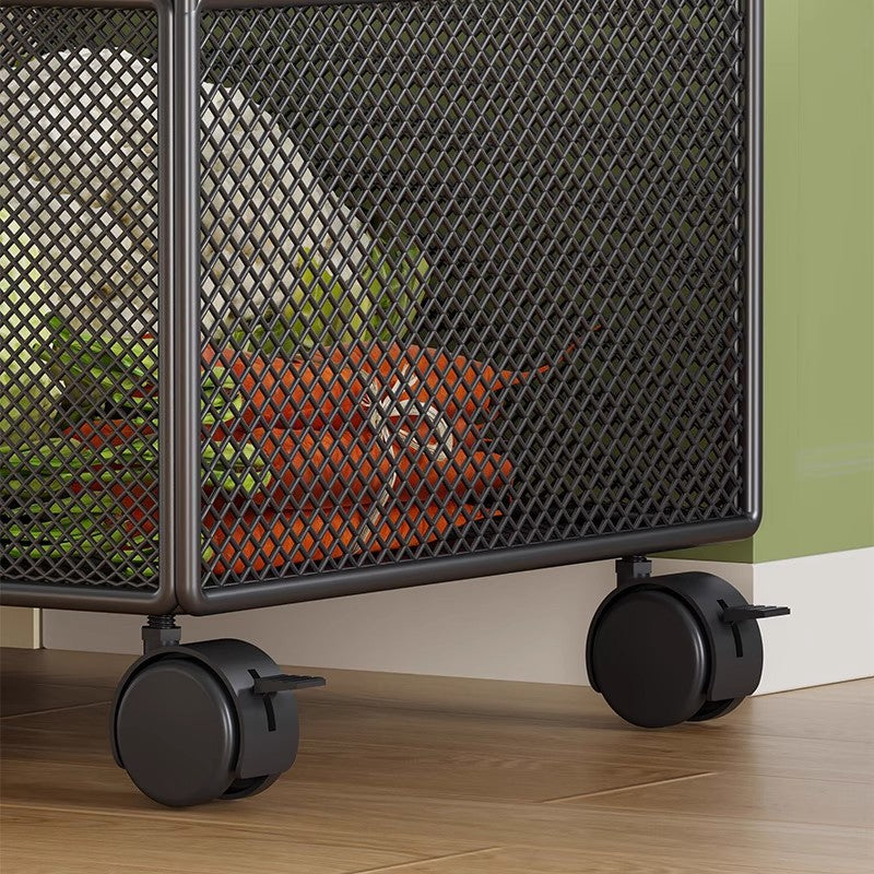 Mobile Mesh Storage Basket with Handle and Locking Casters