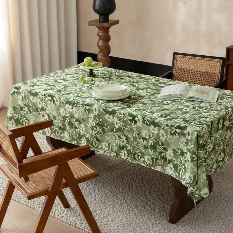 Floral Wax-Coated Tablecloth with Anti-Stain Surface and Fine Texture