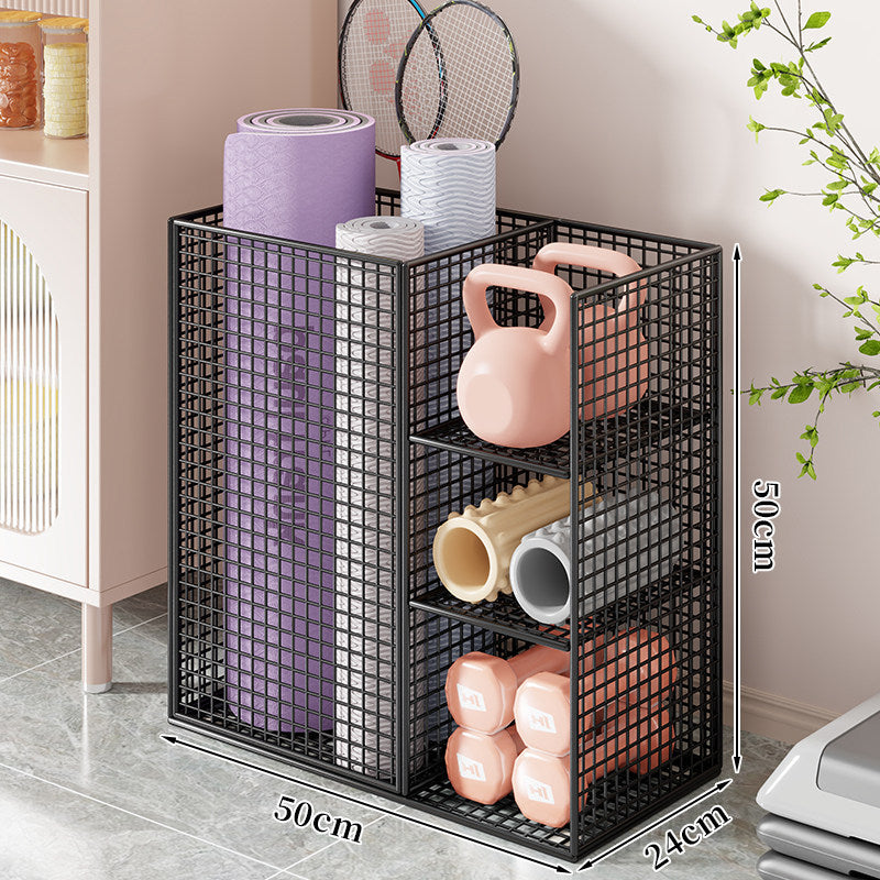 Rolling Mesh Fitness and Yoga Storage Organizer Cart with Multi-Shelf Compartments and Locking Casters