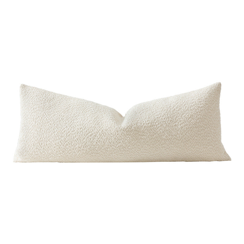 Long lumbar decorative cushion with bouclé cover and soft filling