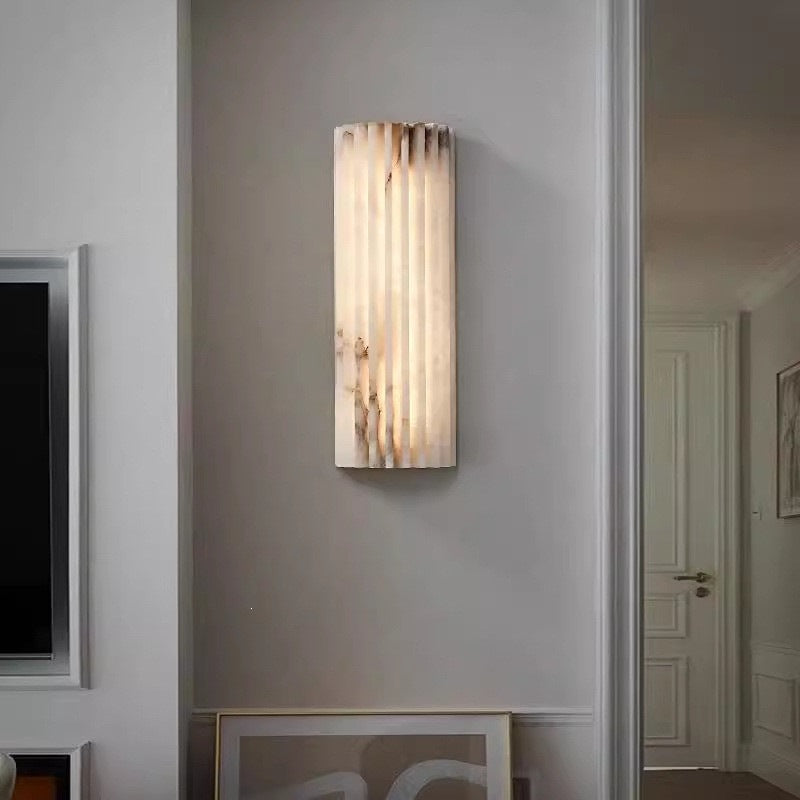Vertical ribbed wall lamp with alabaster effect and LED