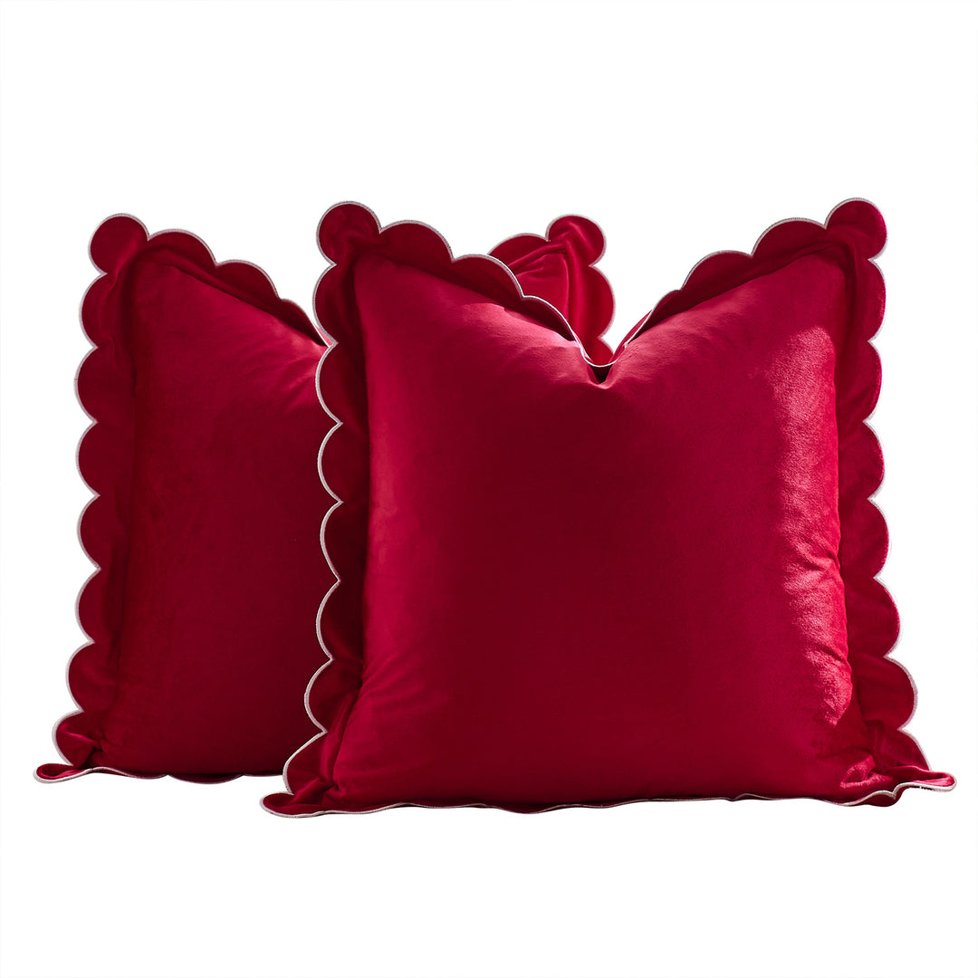 Plush Scalloped Velvet Throw Pillow Cover