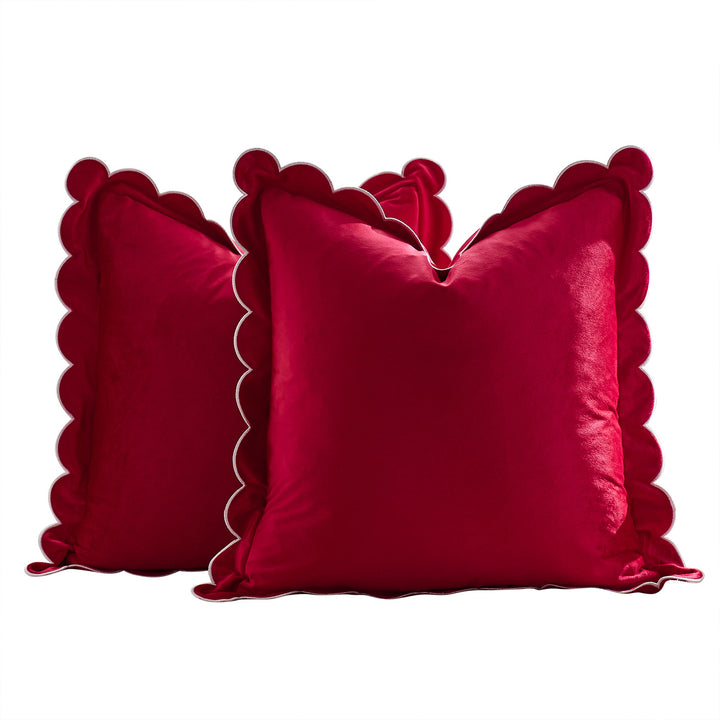 Plush Scalloped Velvet Throw Pillow Cover
