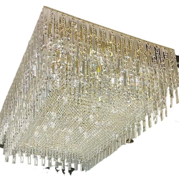 Contemporary crystal rectangular pendant light