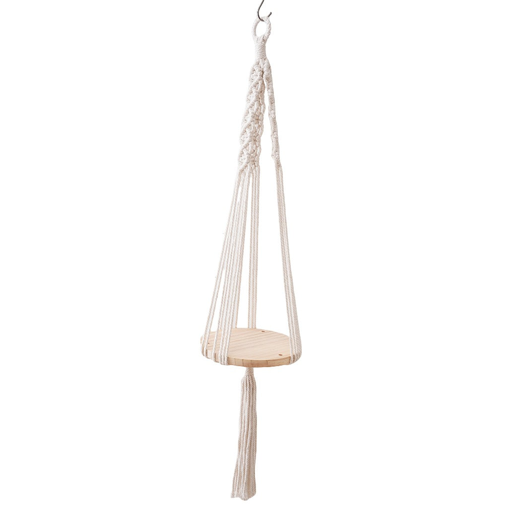 Macramé Hanging Wooden Shelf
