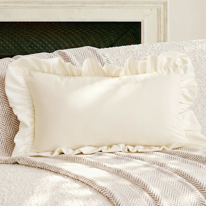 Elegant Ruffled Decorative Lumbar Pillow