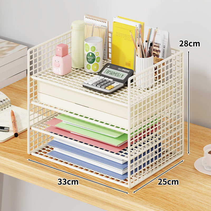 Mesh Two-Tier Desktop Document and Stationery Organizer