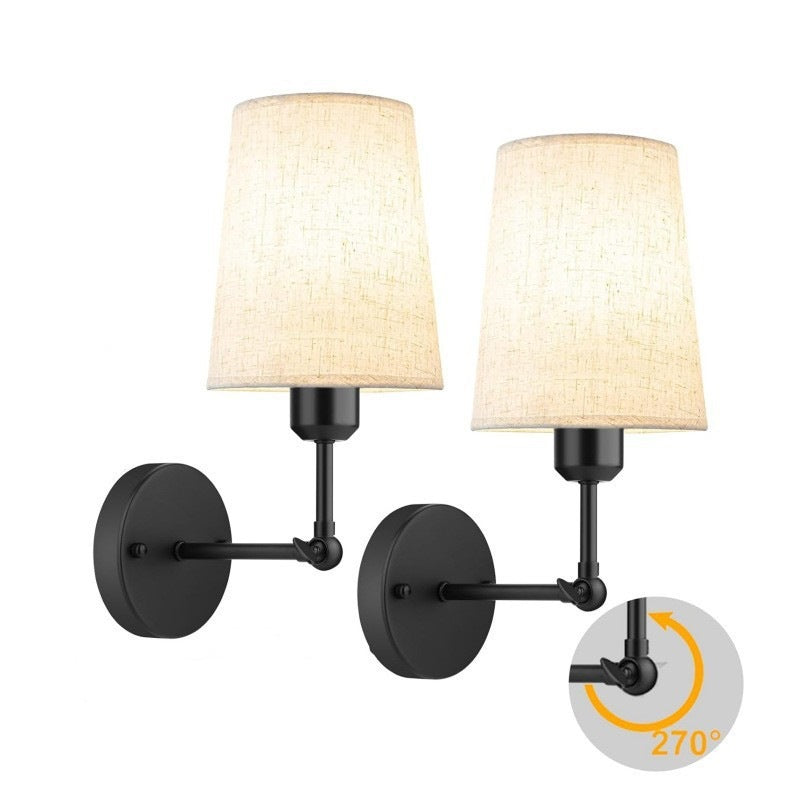 Adjustable Fabric Two-Arm Wall Lamp