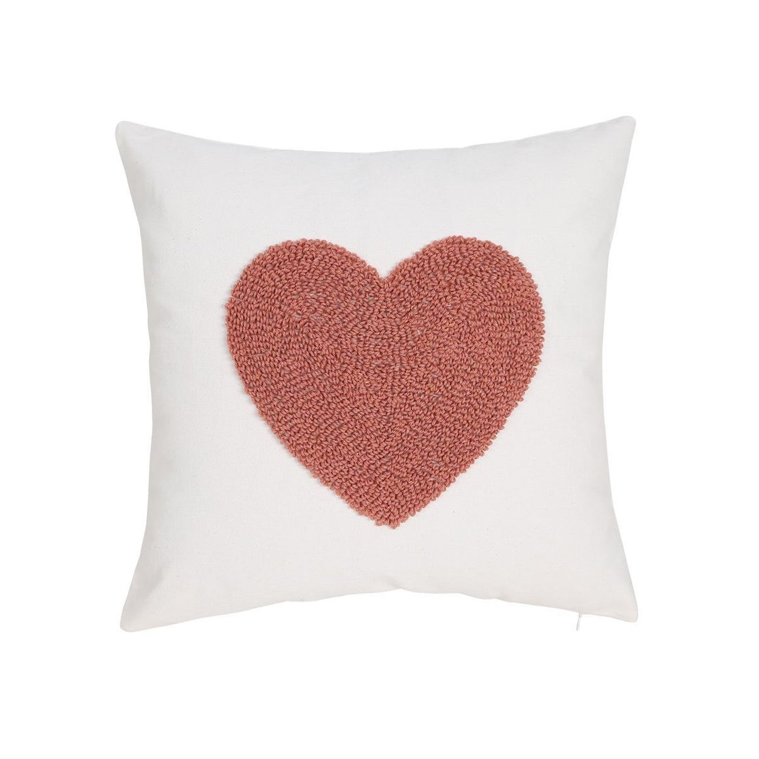 Textured Heart Motif Throw Pillow